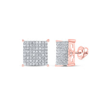  10k Rose Gold Womens Round Diamond Square Earrings 1 Cttw