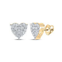  10k Yellow Gold Womens Round Diamond Heart Earrings 3/4 Cttw