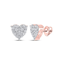 10k Rose Gold Womens Round Diamond Heart Earrings 3/4 Cttw