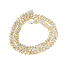  10k Yellow Gold Mens Round Diamond 20-inch Cuban Link Chain Necklace 11-3/8 Cttw