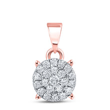  10k Rose Gold Womens Round Diamond Cluster Pendant 1/6 Cttw