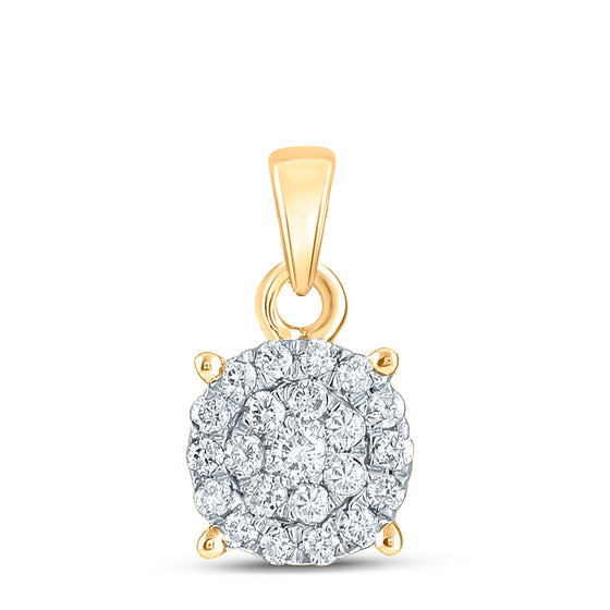10k Yellow Gold Womens Round Diamond Cluster Pendant 1/4 Cttw