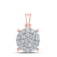  10k Rose Gold Womens Round Diamond Cluster Pendant 1/2 Cttw