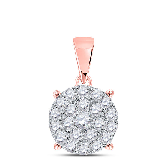 10k Rose Gold Womens Round Diamond Cluster Pendant 2 Cttw