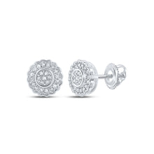 10k White Gold Womens Round Diamond Cluster Earrings 1/5 Cttw