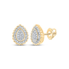  10k Yellow Gold Womens Round Diamond Teardrop Earrings 1/4 Cttw