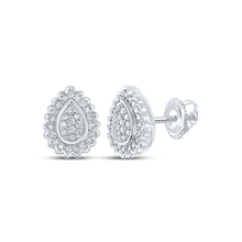 10k White Gold Womens Round Diamond Teardrop Earrings 1/4 Cttw