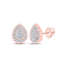  10k Rose Gold Womens Round Diamond Teardrop Earrings 1/4 Cttw