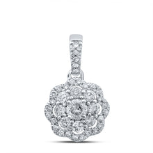  10k White Gold Womens Round Diamond Cluster Pendant 1/4 Cttw