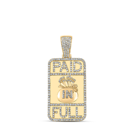 10k Yellow Gold Mens Round Diamond Paid in Full Charm Pendant 2-1/3 Cttw