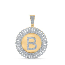  10k Yellow Gold Mens Round Diamond B Letter Charm Pendant 1-1/4 Cttw