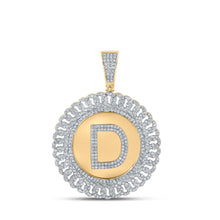  10k Yellow Gold Mens Round Diamond D Letter Charm Pendant 1-1/4 Cttw