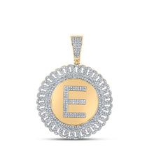  10k Yellow Gold Mens Round Diamond E Letter Charm Pendant 1-1/4 Cttw