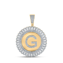  10k Yellow Gold Mens Round Diamond G Letter Charm Pendant 1-1/4 Cttw