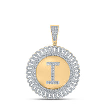  10k Yellow Gold Mens Round Diamond I Letter Charm Pendant 1-1/5 Cttw