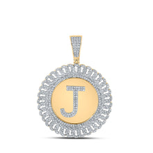  10k Yellow Gold Mens Round Diamond J Letter Charm Pendant 1-1/4 Cttw