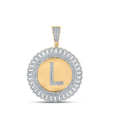  10k Yellow Gold Mens Round Diamond L Letter Charm Pendant 1-1/5 Cttw