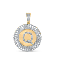  10k Yellow Gold Mens Round Diamond Letter Q Circle Charm Pendant 1-1/3 Cttw
