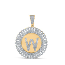 10k Yellow Gold Mens Round Diamond W Letter Circle Charm Pendant 1-1/3 Cttw