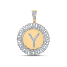  10k Yellow Gold Mens Round Diamond Y Letter Circle Charm Pendant 1 Cttw