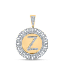  10k Yellow Gold Mens Round Diamond Z Letter Circle Charm Pendant 1-1/5 Cttw