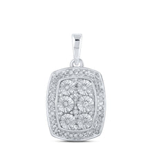  Sterling Silver Womens Round Diamond Cluster Pendant 1/12 Cttw