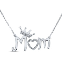 Sterling Silver Womens Round Diamond Mom Necklace 1/20 Cttw