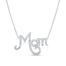  Sterling Silver Womens Round Diamond Mom Necklace 1/6 Cttw
