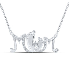  Sterling Silver Womens Round Diamond Mom Necklace .03 Cttw