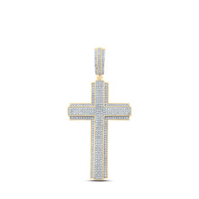  10k Yellow Gold Mens Round Diamond Cross Charm Pendant 1 Cttw