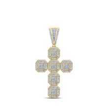  10k Yellow Gold Mens Round Diamond Cross Charm Pendant 1/2 Cttw