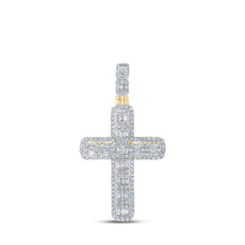  10k Yellow Gold Mens Round Diamond Cross Charm Pendant 2-3/4 Cttw