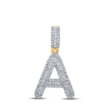  10k Yellow Gold Mens Baguette Diamond A Initial Letter Pendant 1/2 Cttw