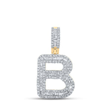  10k Yellow Gold Mens Baguette Diamond B Initial Letter Pendant 5/8 Cttw