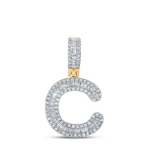  10k Yellow Gold Mens Baguette Diamond C Initial Letter Pendant 1/2 Cttw