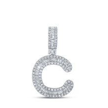  10k White Gold Mens Baguette Diamond C Initial Letter Pendant 1/2 Cttw