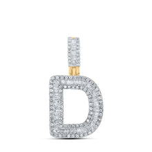  10k Yellow Gold Mens Baguette Diamond D Initial Letter Pendant 1/2 Cttw
