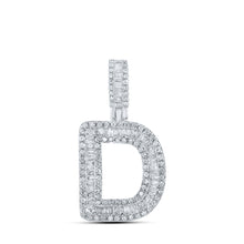  10k White Gold Mens Baguette Diamond D Initial Letter Pendant 1/2 Cttw