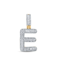  10k Yellow Gold Mens Baguette Diamond E Initial Letter Pendant 1/2 Cttw