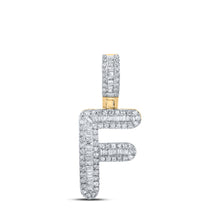 10k Yellow Gold Mens Baguette Diamond F Initial Letter Pendant 3/8 Cttw