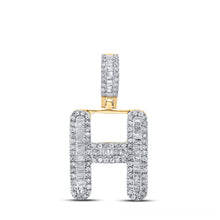  10k Yellow Gold Mens Baguette Diamond H Initial Letter Pendant 1/2 Cttw