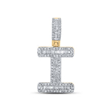  10k Yellow Gold Mens Baguette Diamond I Initial Letter Pendant 3/8 Cttw
