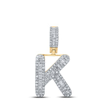  10k Yellow Gold Mens Baguette Diamond K Initial Letter Pendant 3/8 Cttw