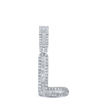  10k White Gold Mens Baguette Diamond L Initial Letter Pendant 1/3 Cttw