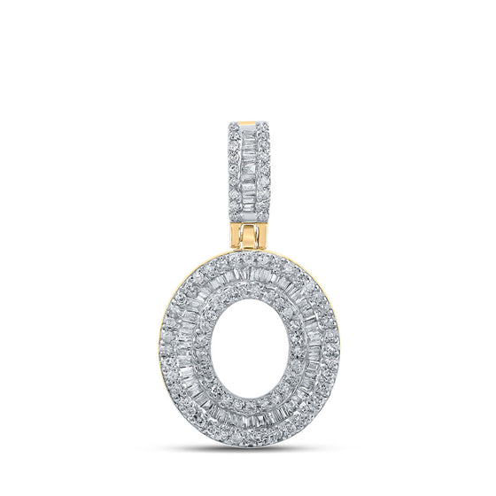 10k Yellow Gold Mens Baguette Diamond O Initial Letter Pendant 1/2 Cttw