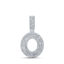  10k White Gold Mens Baguette Diamond O Initial Letter Pendant 1/2 Cttw