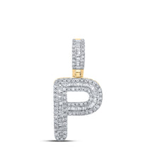  10k Yellow Gold Mens Baguette Diamond P Initial Letter Pendant 3/8 Cttw