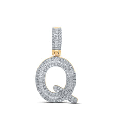  10k Yellow Gold Mens Baguette Diamond Q Initial Letter Pendant 1/2 Cttw
