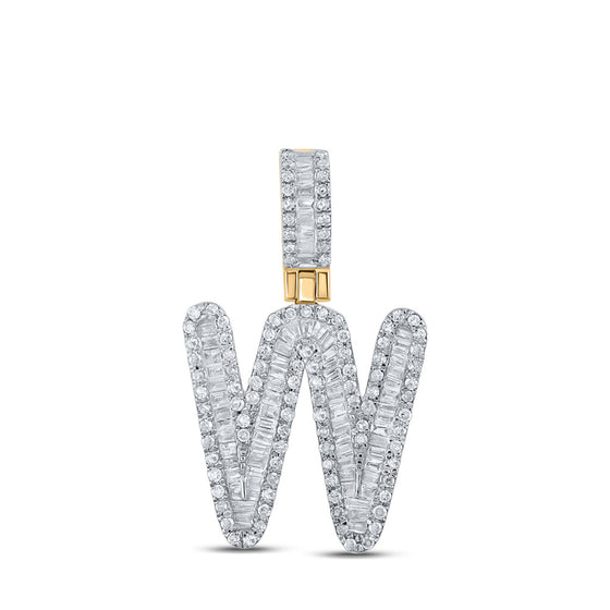 10k Yellow Gold Mens Baguette Diamond W Initial Letter Pendant 5/8 Cttw