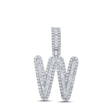  10k White Gold Mens Baguette Diamond W Initial Letter Pendant 5/8 Cttw